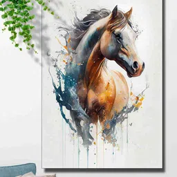 SAF Brown & Grey Horse In Water Painted Wall Art-image-92
