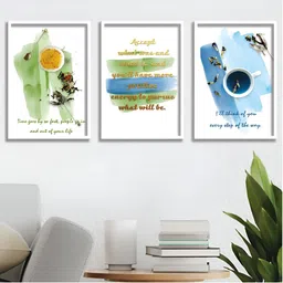 Aura White & Green 3 Pieces Wood Abstract Wall Paintings-image-70