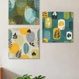 Art Street Green & Yellow 3 Pieces Botanical Cotton Canvas Wall Art-image-78