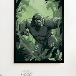 SOWPEACE Green & Grey Abstract Gorilla Canvas Painting Wall Art-picture-46