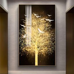 THE HANDMADE FLAIR Brown & Beige Tree By Night Painted Wall Art-image-33