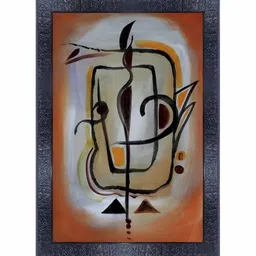 PnF Black & Orange Wooden Abstract Wall Painting-image-71