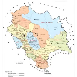 British Terminal Blue & white Himanchal Pradesh Map Paper Painting Wall Art-image-11