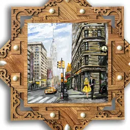 PnF Brown & Grey Wooden Abstract Wall Painting-image-71