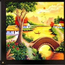 PnF Green & Red Wooden Floral and Botanical Wall Painting-image-65