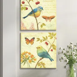 Art Street 2 Pcs Cream & Blue Luxury Stretched Canvas Painting Wall Art-19