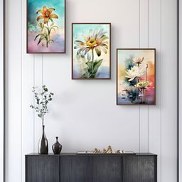 999Store Green & Red 3 Pieces Floral And Botanical Wall Arts-image-42