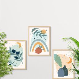 SAF 3-Pcs White & Blue Modern  Painting Framed Wall Art-image-99