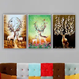 SAF Brown & Green 3 Pieces Painting Waterproof Wall Art-8