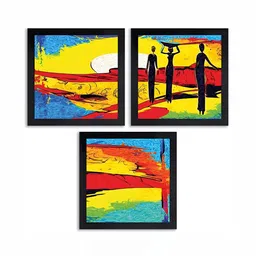 PnF Black & Red Wooded Abstract Painting Wall Art-image-92