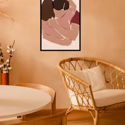 AbhiKalpya Art Studio-Get a vibe Peach-Coloured & Black Wooden Wall Painting-image-87