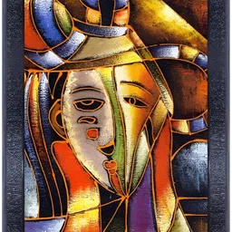 PnF Black & Orange Wooden Abstract Wall Painting-image-69