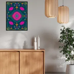 Happening Hippo Green Abstract Neon Happy Diwali Wall Art-image-72