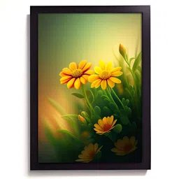 RANDOM Green & Yellow Synthetic Wood Floral and Botanical Wall Art-47