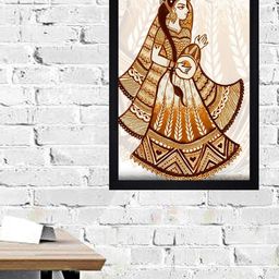 Gallery99 Cream-color & Brown Traditional Bride With Dholki Textured Framed Wall Art-image-33