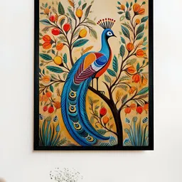 SOWPEACE Brown & Blue Peacock Blooms Photographs Wall Art-15