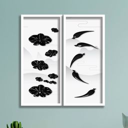 SAF 2-Pcs White & Black Abstract Art Painting Wall Art-image-12