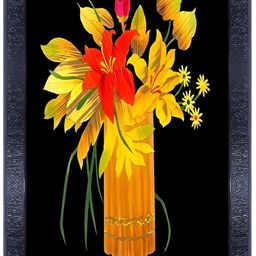 PnF Black & Yellow Wooden Floral and Botanical Painting Wall Art-image-73