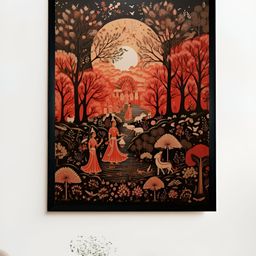 SOWPEACE Red & Beige Sheep Woman Photographs Wall Art-17
