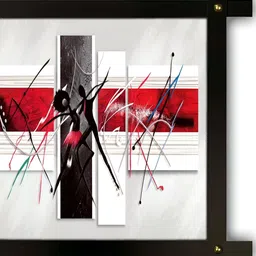 PnF White & Red Printed Abstract Wall Art-15