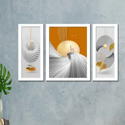 WENS Set Of 3 Modern Deer Abstarct Printed Framed Wall Art-4