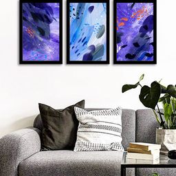 WENS Set Of 3 Multicoloured Contemporary Ink Wall Art Painting-16