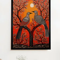 SOWPEACE Red & Beige Pigeon Sunset Birds and Animals Photographs Wall Art-image-10