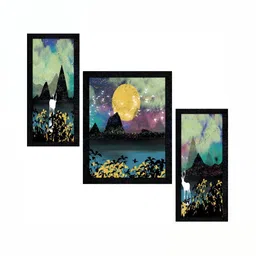 PnF Charcoal & Green 3Pcs Birds And Animals Wall Paintings-image-15