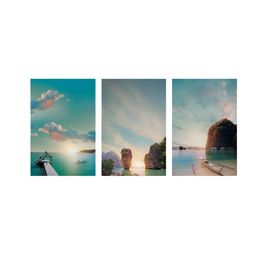 999Store Blue & White 3 Pieces Canvas Wall Art-picture-46