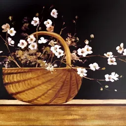 PnF Black & White Wooden Floral and Botanical Painting Wall Art-image-87