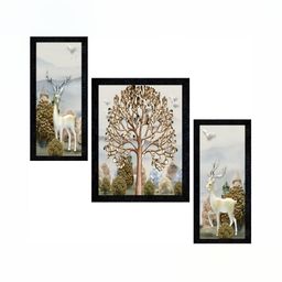 PnF Black & Beige 3 Pieces Birds And Animals Wall Arts-image-76
