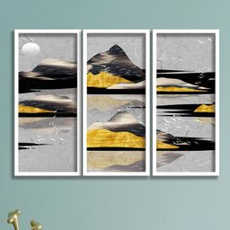 SAF 3-Pcs Grey & Black Abstract Painting Wall Art-15