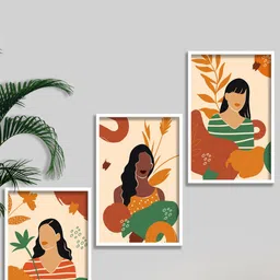SAF 3 Pieces Beige & Green Modern Boho Painting Wall Arts-image-86