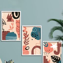 SAF Brown 3 Pieces Modern Boho Painting Wall Art-14