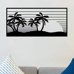ARTROOMS Black Metal Beach Island Wall Decor-picture-8