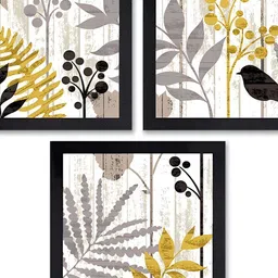 PnF Black & Yellow 3 Pieces Wooden Painting Wall Arts-picture-9