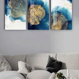 SAF Blue & White 3 Pieces Abstract Painting Waterproof Wall Arts-image-98
