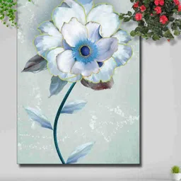 SAF Blue & White Abstract Flower Painted Canvas Wall Art-image-32