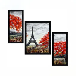 PnF Charcoal & Grey 3 Piece Floral and Botanical Painting Wall Art-picture-4