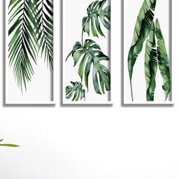 SAF Set Of 3 White & Green UV  Textured Wall Art-20