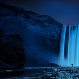 British Terminal Blue & Black Night Waterfall Wall Poster-image-24