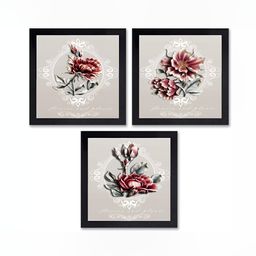 PnF Red & Grey 3 Pieces Wooden Painting Wall Art-30
