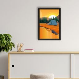 eCraftIndia Brown & Orange Beautiful Sunrise Landscape Satin Matt Texture UV Art Painting-image-74
