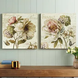 Art Street Cream & Pink 2 Pieces Luxury Stretched Canvas Painting Wall Arts-image-72