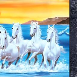 PnF Black & White Running Horses Wooden Painting Wall Art-image-46