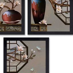 PnF Black & Brown 3 Pieces Wooden Painting Wall Art-image-79