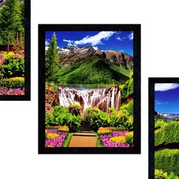 PnF Black & Green 3 Pieces Nature Photograph Wooden Wall Arts-image-88