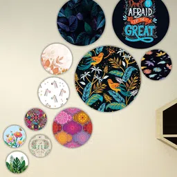 SAF Black & White 11 Pieces Modern Art UV Textured Round Shape Wall Art Painting-image-67