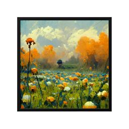 999Store Green & Orange Canvas Floral and Botanical Painting Wall Art-picture-46
