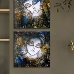 Art Street White & Blue 2 Pieces Luxury Stretched Canvas Painting Wall Arts-image-97